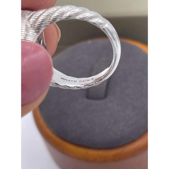 Judith Ripka Freshwater Pearl Citrine Ring 925 Sterling Silver Cable Band Size 8 - Picture 6 of 11